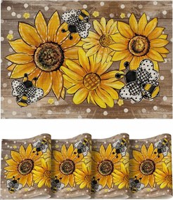 Asztali alátét szett 4 db-os 30x45cm Méhek Napraforgók