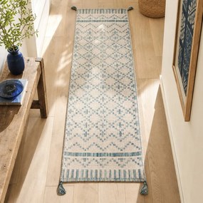 Leela bézs-kék pamut futószőnyeg, 60 x 200 cm - Flair Rugs