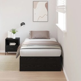 Tárolóágykeret Fekete tölgy 75x190 cm Műszakilag megmunkált fa
