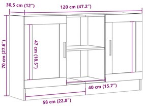 antik fa színű szerelt fa tálalószekrény 120 x 30,5 x 70 cm