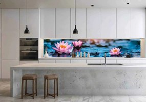 Wallplex konyhahátfal Pink Lotus (Méret: 60x180)