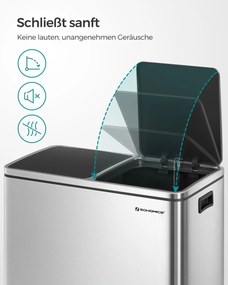 Szelektív szemeteskuka 2x30L, ezüst