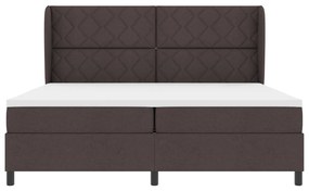 Boxspring Ágy Matrac Kárpitozott Sötétbarna, 200x200 cm