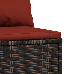 Barna polyrattan kerti középső kanapé párnákkal