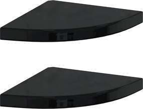 vidaXL 2 db magasfényű fekete MDF lebegő sarokpolc 35 x 35 x 3,8 cm