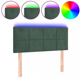 sötétzöld bársony LED-es fejtámla 80 x 5 x 78/88 cm