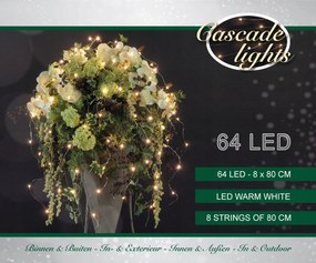 Beltéri Led kaszkád, 8 fényhúr, 64 lámpa, Coen Bakker