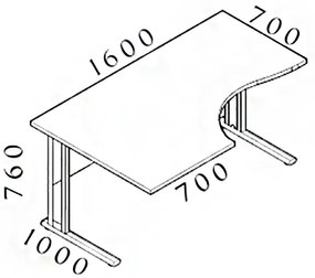 Visio ergonomikus asztal 160 x 100 cm, bal, bükkfa