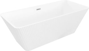 Mexen Tava szabadon álló, bordázott kád 170 x 75 cm, fehér, krómozott túlfolyó - 52851707500-01