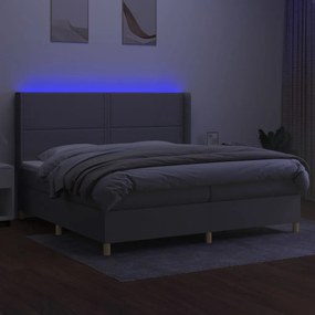 vidaXL világosszürke szövet rugós és LED-es ágy matraccal 200x200 cm