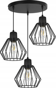 Mennyezeti Lámpa Lógó Csillár Hármas Fekete Lámpabúra Plafon Loft Nappali