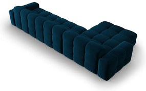 Sötétkék bársony sarokkanapé (bal oldali) Kendal – Micadoni Home