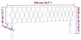 sötétszürke szövet LED-es fejtámla 200x7x78/88 cm
