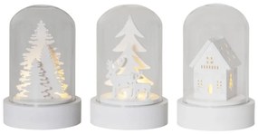 Fehér fénydekoráció készlet karácsonyi mintával 3 db-os ø 5,5 cm Kupol – Star Trading