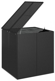 fekete polyrattan kerti párnatartó doboz 100 x 97,5 x 104 cm