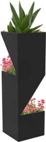 Outsunny Virágcserép, Belső Növénycserép 3 Ültetési Zónával, Drénező Lyukakkal, Belső és Külső Használatra, Fém, 30 x 30 x 100 cm, Fekete | Aosom