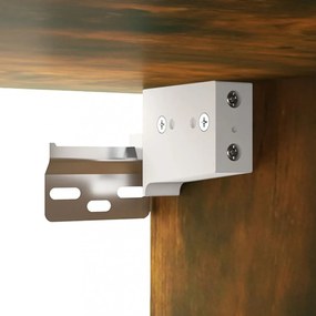 füstös tölgy színű tükrös szekrény LED-ekkel 76 x 15 x 55 cm
