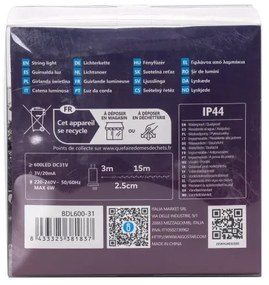 Aigostar - LED kültéri karácsonyi fényfüzér 600 LED/8 funkciós 18m IP44 meleg fehér