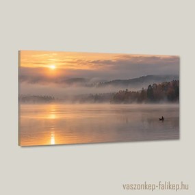 Hajnali csend a tavon – prémium vászonkép 40x23 cm