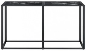 fekete márványszínű edzett üveg tálalóasztal 140 x 35 x 75,5 cm