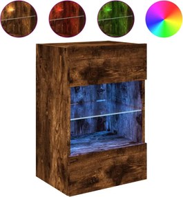 vidaXL füstös tölgy színű fali TV-szekrény LED-ekkel 40x30x60,5 cm