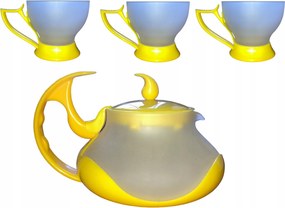 6+1 Darabos Teáskészlet Teásfőzővel, Üveg, Sárga Matt, Modern Design, Irchid