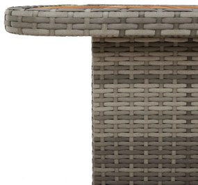 szürke polyrattan és akácfa kerti asztal 90 x 55 x 71 cm