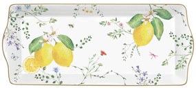 Mediterrán porcelán citrom mintás kínáló tálca 35x15 cm Fleurs et Citrons