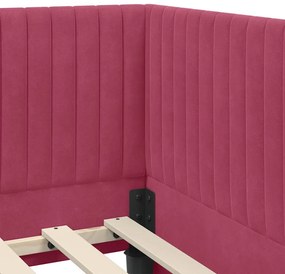 Sarokágy keret fejtámlával bordó 90 x 200 cm Bársony