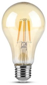 LED lámpa , égő , izzószálas hatás , filament , körte , E27 foglalat , 4 Watt , meleg fehér , borostyán sárga