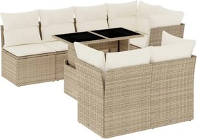 vidaXL 8 részes bézs polyrattan kerti ülőgarnitúra párnával