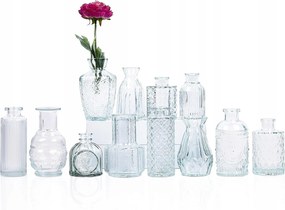 Dombormű Vázák Novolife Üveg Átlátszó Dekoratív Vintage 12PACK
