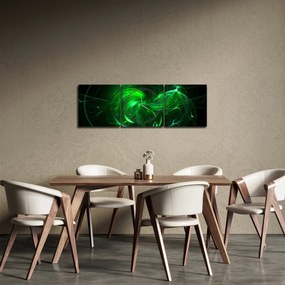 Kép - zöld absztrakció (órával) (90x30 cm)