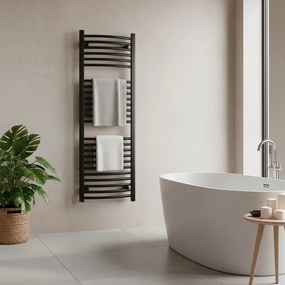 Íves törölközőszárító radiátor 1200x500 mm fekete