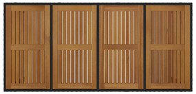 7 Darabos Kert Étkezősor Fekete Poly Rattan Akáccal, Egymásra rakható Kert Székek Párnákkal 2 db Fekete Poly Rattan