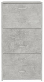 6-fiókos betonszürke szerelt fa tálalószekrény 50 x 34 x 96 cm