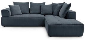 Sötétkék zsenília sarokkanapé (jobb oldali-L alakú) Whesley – Bobochic Paris