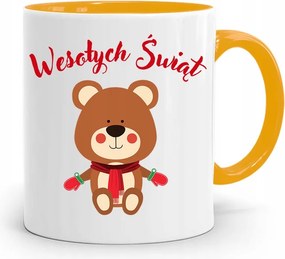 Sárga Karácsonyi Bögre Mikulásra, fényképes nyomtatással