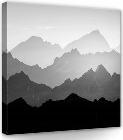 Vászonkép 80x80 Hegyek hegyvonulat monokróm szürke köd tájkép természet