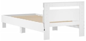 fehér ágykeret fejtámlával és LED-világítással 90 x 190 cm