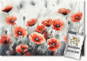 Fotótapéta Flizelina Természet Mező Kert Virágok Piros Pipacsok 368x254 ragasztó