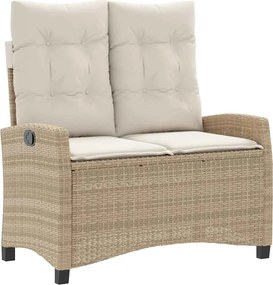 vidaXL bézs polyrattan dönthető kerti pad párnával