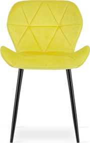 MANGO étkezőszék fekete lábakkal, sárga ökobőr kárpitozással