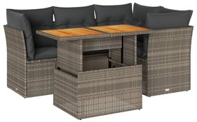 5 részes szürke polyrattan kerti ülőgarnitúra párnákkal