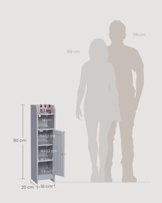 Keskeny fürdőszobai álló tárolószekrény 20x18x80cm, szürke