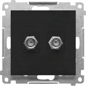 Simon 55 Dupla Antenna aljzat F típus Süllyesztett Fekete matt