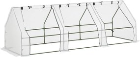 Outsunny Kültéri Kert Üvegház 270x90x90 cm Kerti Típus 3 Ablakkal Acél Vázú Terasz Üvegház Növénytermesztéshez Virágokhoz Paradicsomokhoz Fehér | Aoso