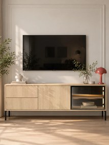 Harmona TV-szekrény 160 cm fiókokkal és világítással - lindberg tölgy