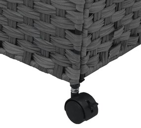 szürke rattan szennyeskosár kerekekkel 60x35x60,5 cm