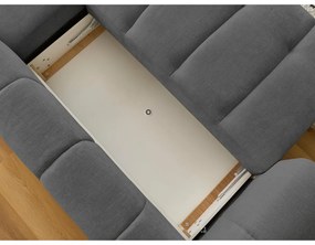 Sötétszürke kinyitható-tárolóhelyes sarokkanapé (jobb oldali-heverő résszel) Fuji – Bobochic Paris